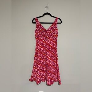 Express Vintage Y2K Ditsy Floral Pink Sleeveless Midi Dress Size 9/10 Babydoll